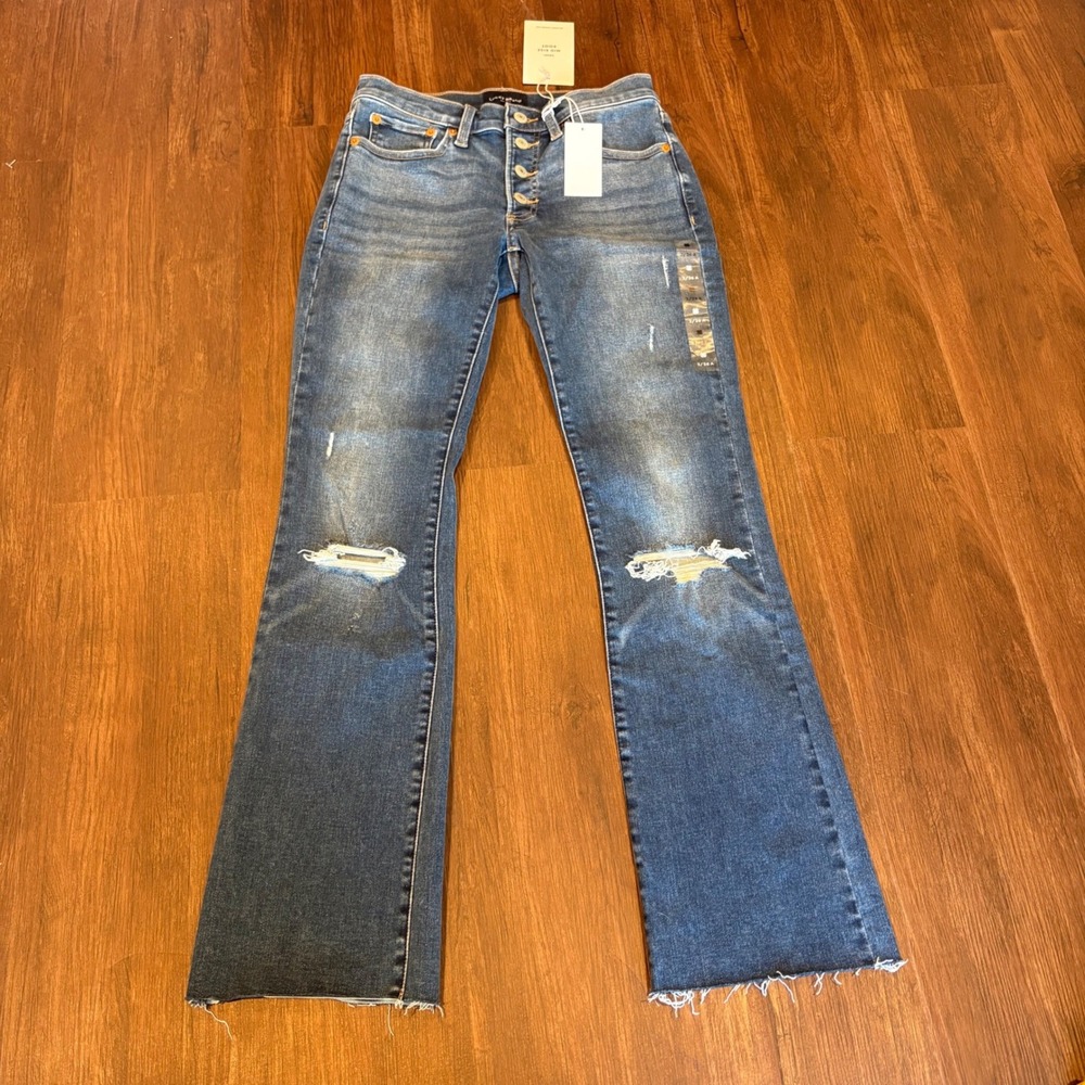 Y2K Distressed Raw Hem Boot Cut Denim Stretch Button Fly NWT 26 Lucky Brand